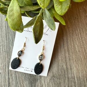 #110 Handmade-Black and Gold Dangle Earrings